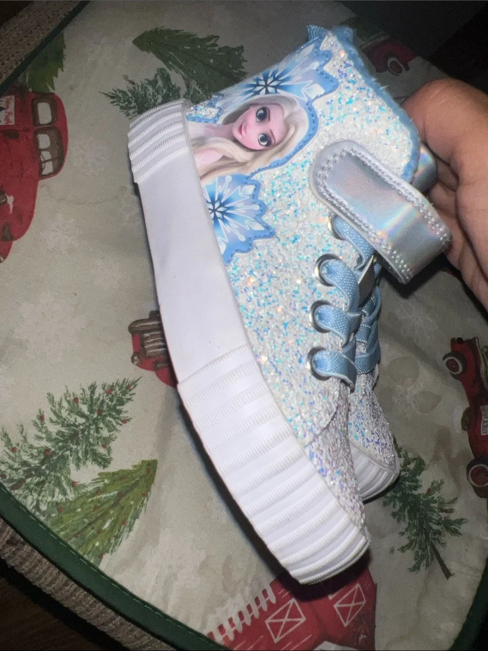 Disney Sparkle Blue High-Top Kids Sneakers with Faux Fur